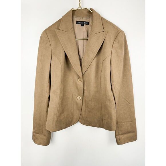 Lafayette 148 New York Brown Wool Blend Blazer Long Sleeves Two Button Sz 6 - Picture 1 of 7